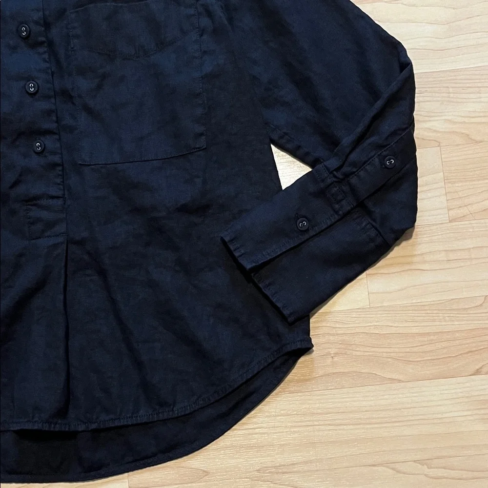 Everlane The Linen Popover Shirt Women's sz 6 Black - Picture 5 of 10
